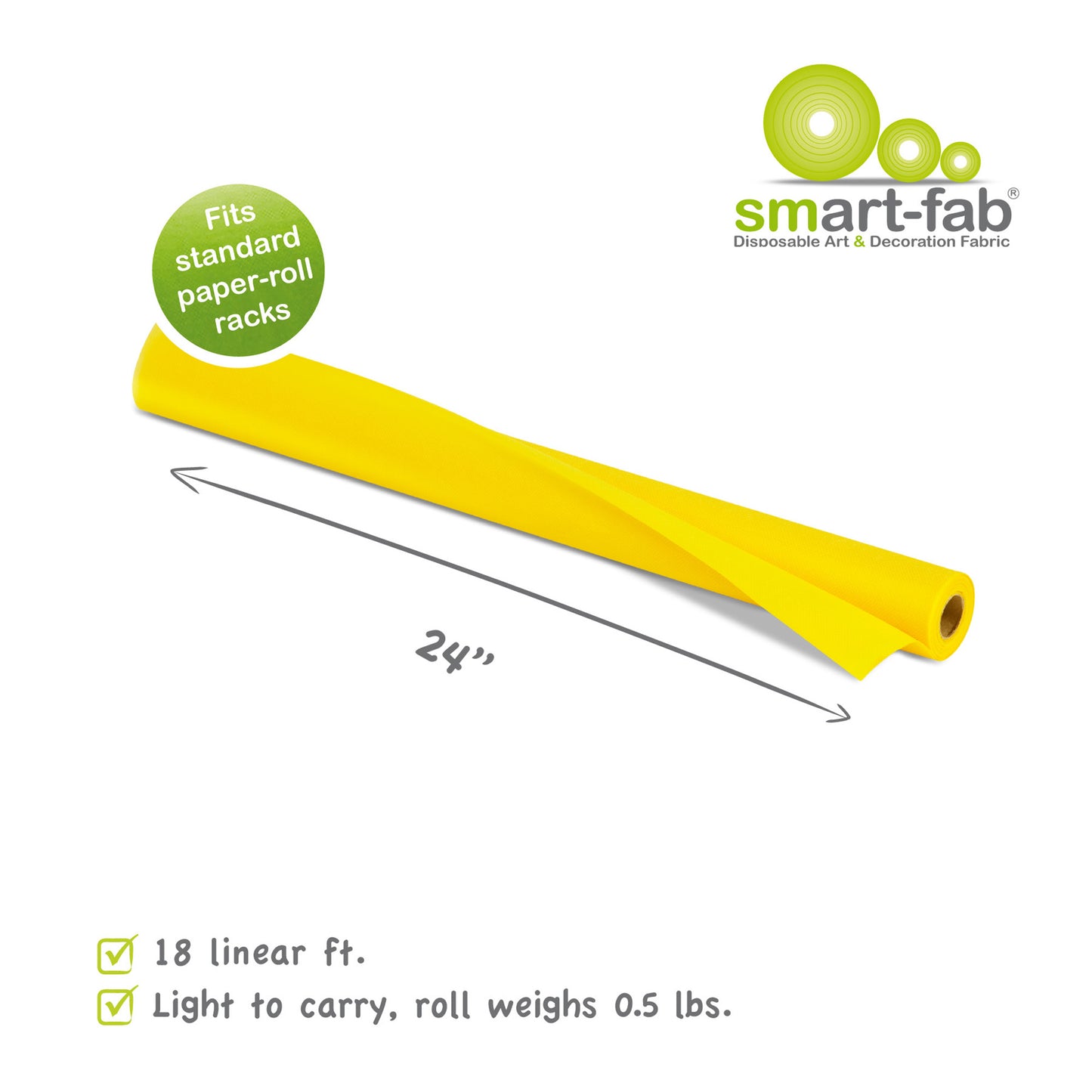 Smart-Fab® Disposable Craft Fabric Roll, 24" x 18', Yellow, 3/pkg