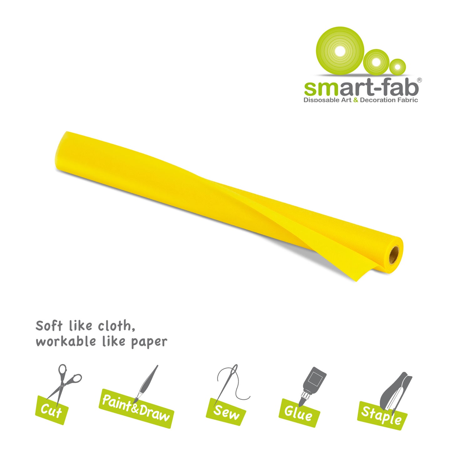 Smart-Fab® Disposable Craft Fabric Roll, 24" x 18', Yellow, 3/pkg