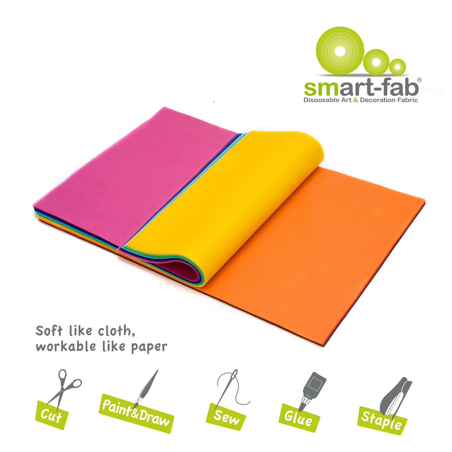 Smart-Fab® Cut Sheets, 12" x 18", Assorted - 45 sheets per pack, 2 packs