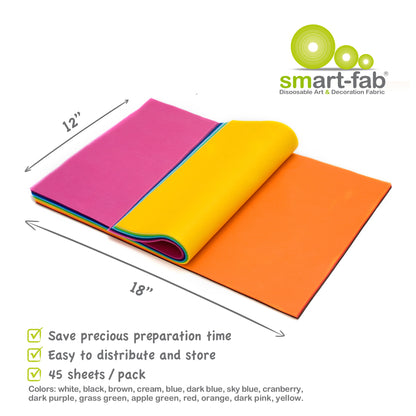 Smart-Fab® Cut Sheets, 12" x 18", Assorted - 45 sheets per pack, 2 packs