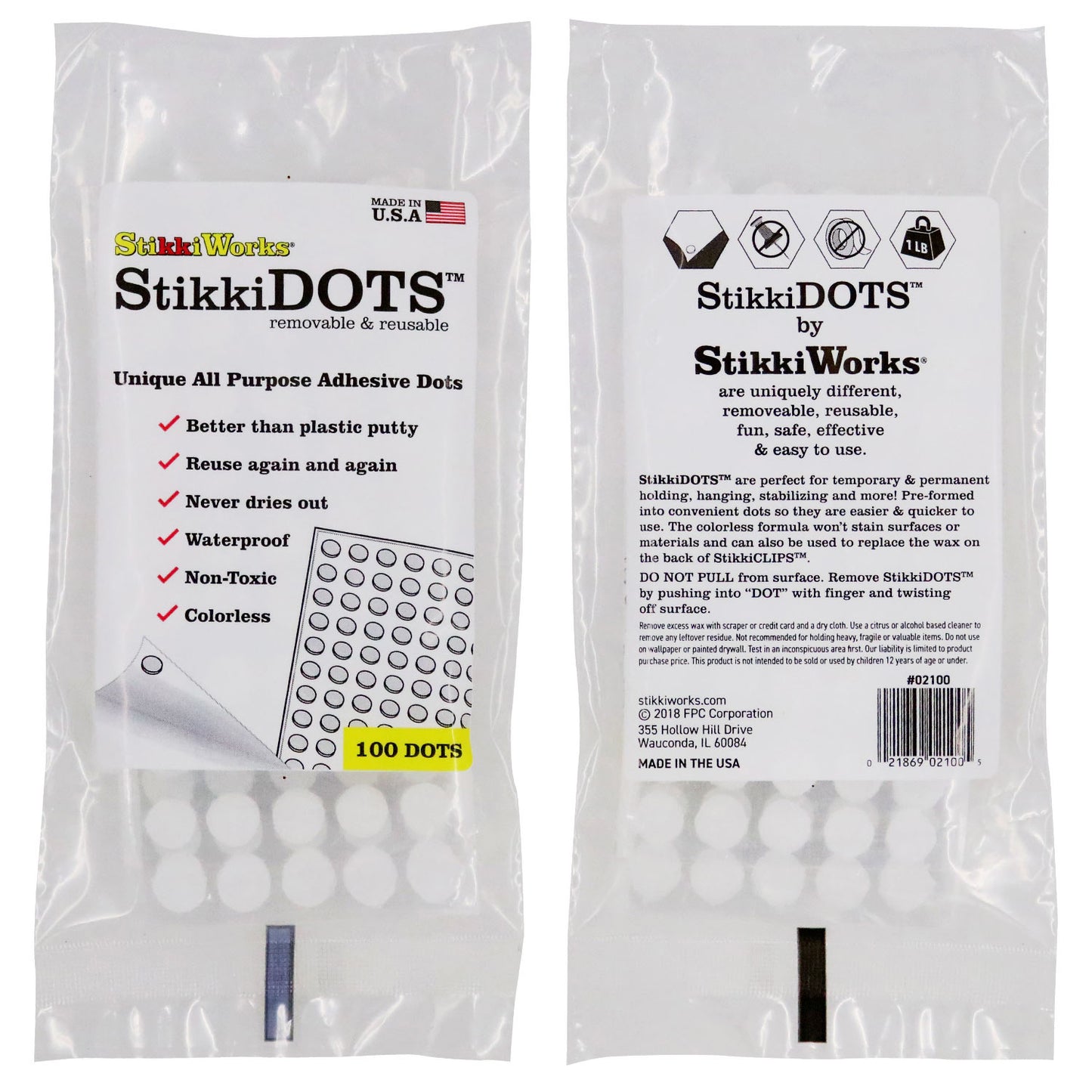 StikkiDOTS™, Adhesive Dots, 100 Per Pack, 6 Packs