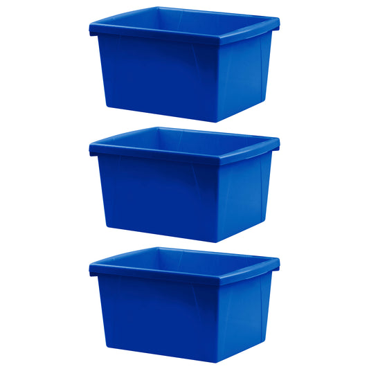 4 Gallon Classroom Storage Bin, Blue, Pack of 3