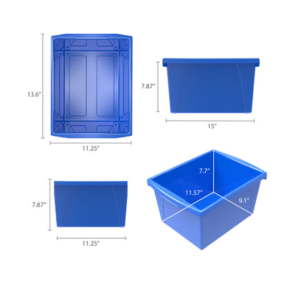4 Gallon Classroom Storage Bin, Blue, Pack of 3