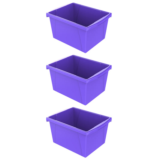 4 Gallon Classroom Storage Bin, Purple, Pack of 3