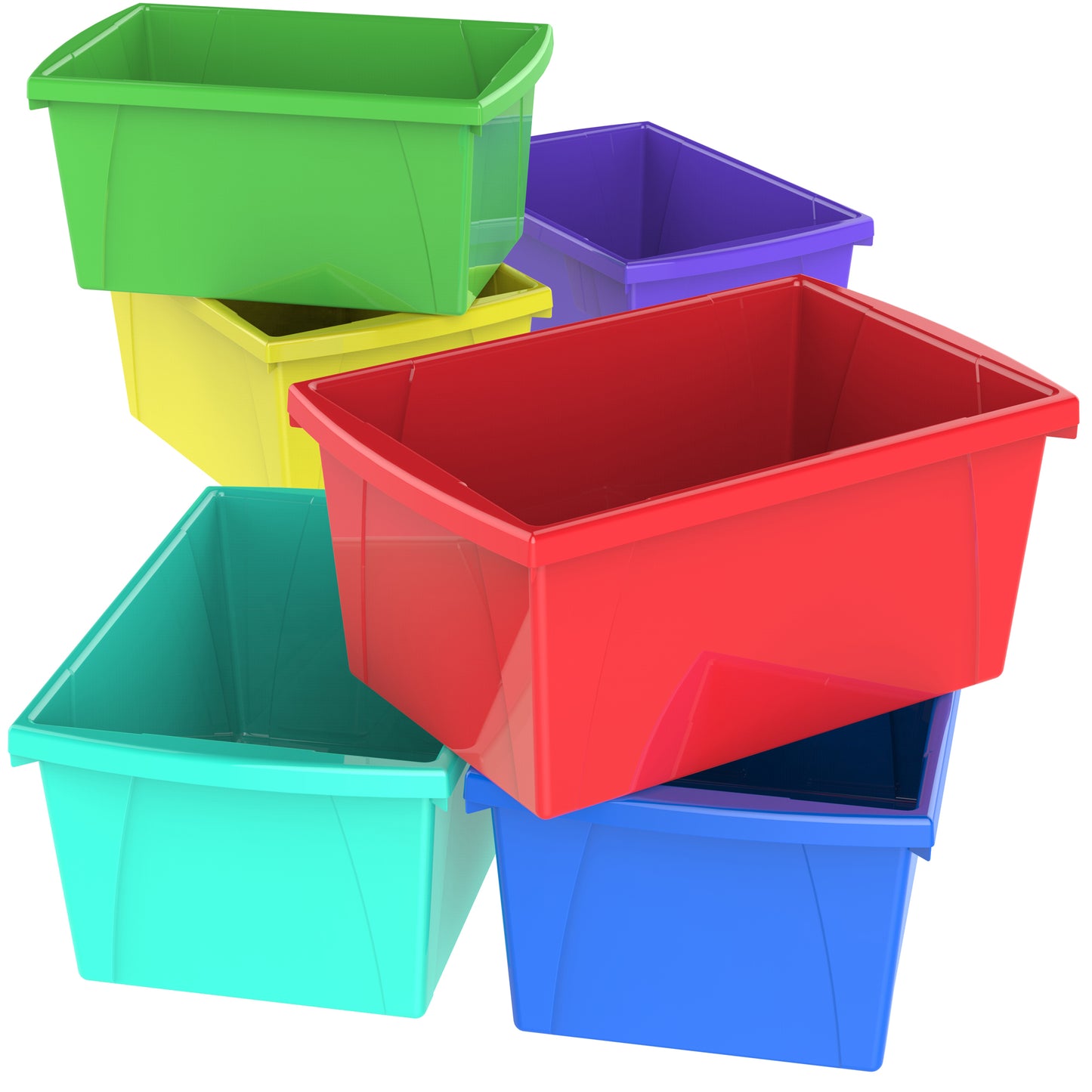 Medium Classroom Storage Bin, 5.5 Gallon, Assorted Color, Set of 6