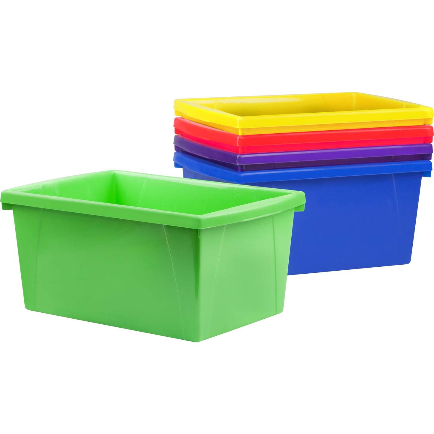 Medium Classroom Storage Bin, 5.5 Gallon, Assorted Color, Set of 6