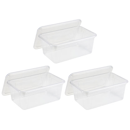 Small Cubby Bin with Lid, Clear, Pack of 3