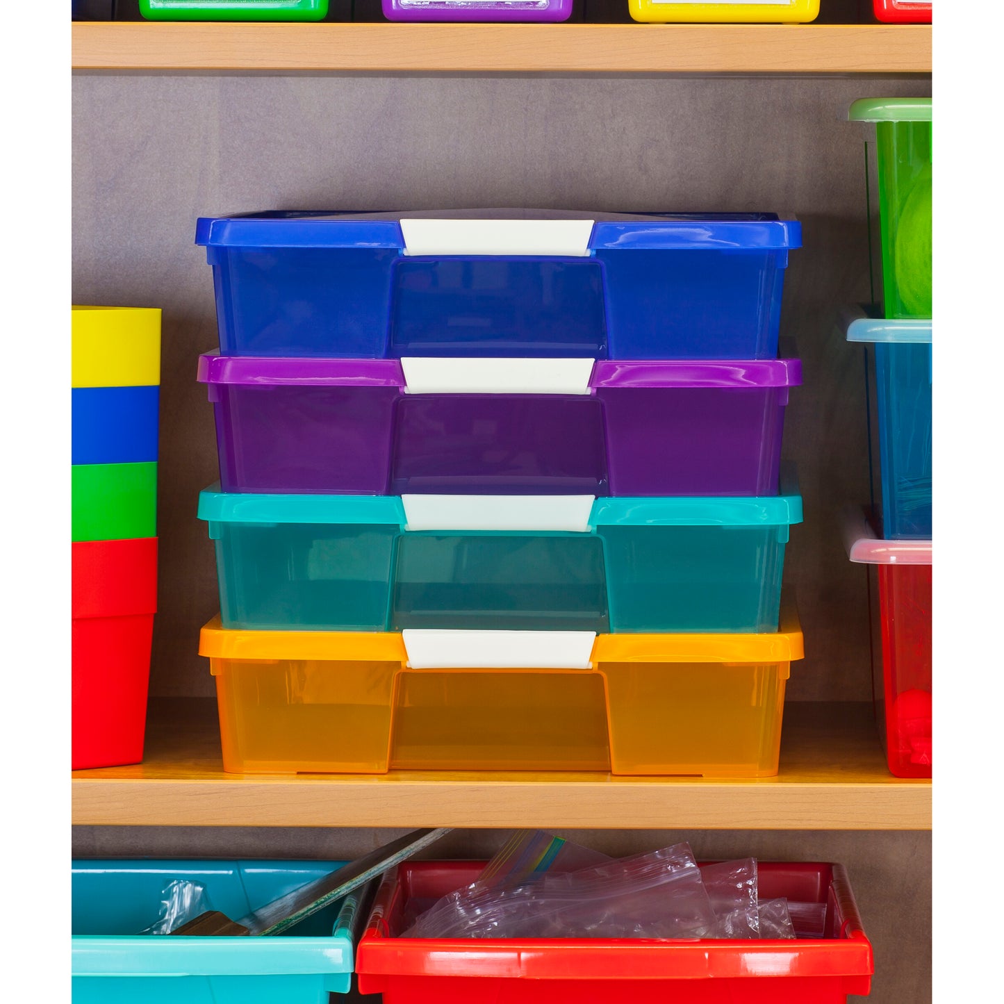 Stack & Store Box Craft Organizer, Assorted Colors, 5-Pack