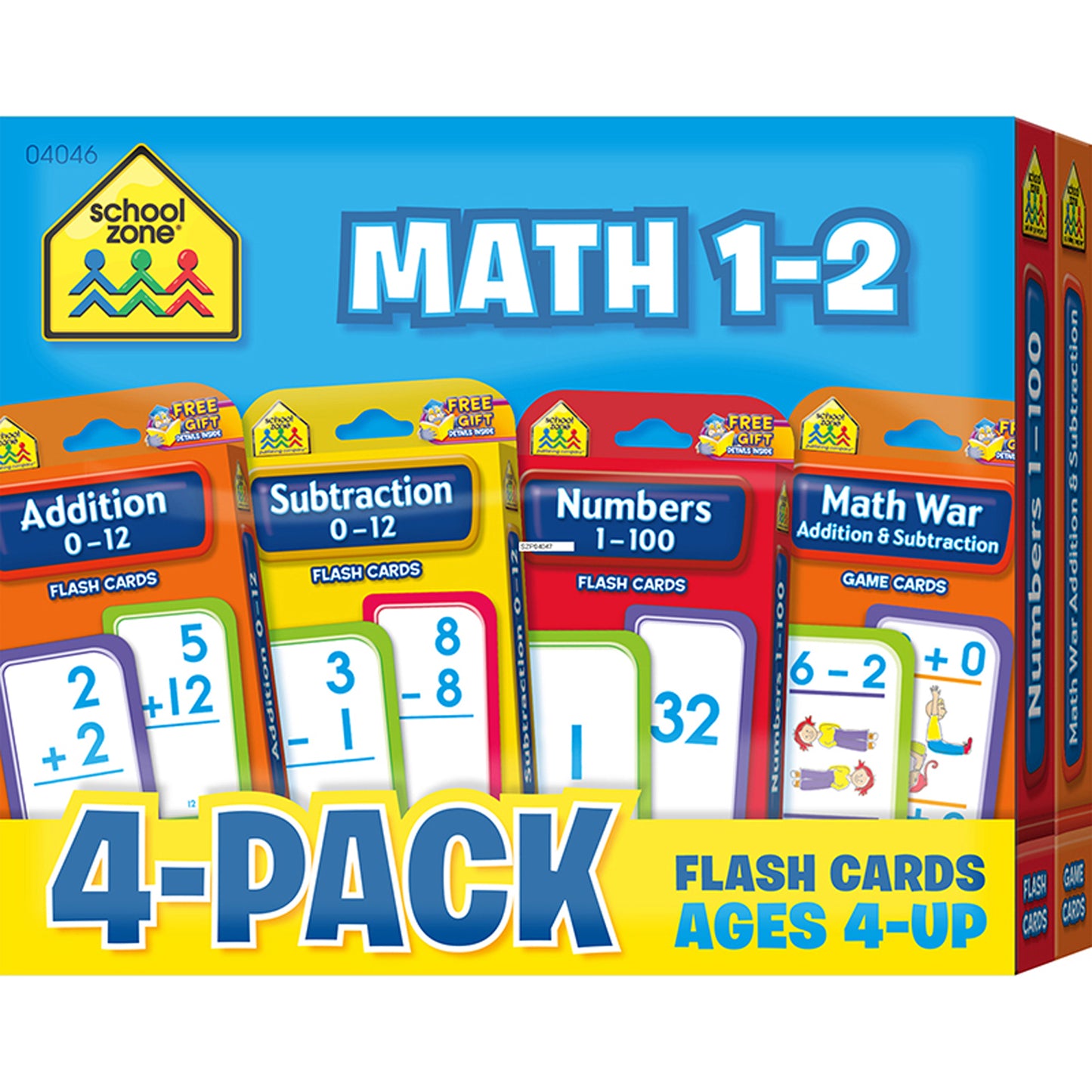 Math 1-2 Flash Card, 4-Pack