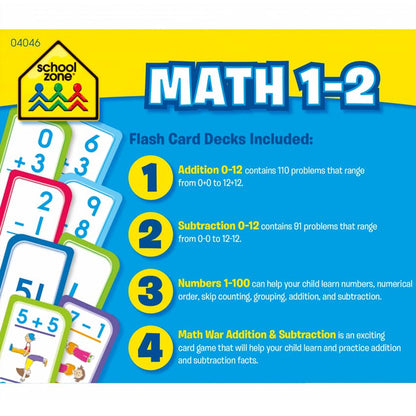 Math 1-2 Flash Card, 4-Pack