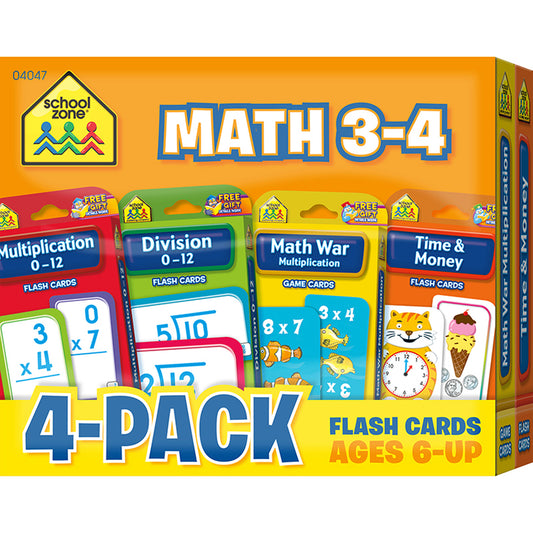 (2 PK) MATH 3-4 FLASH CARDS 4 PER PK