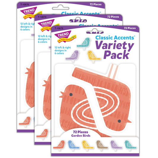 Garden Birds Classic Accents® Variety Pack, 72 Per Pack, 3 Packs