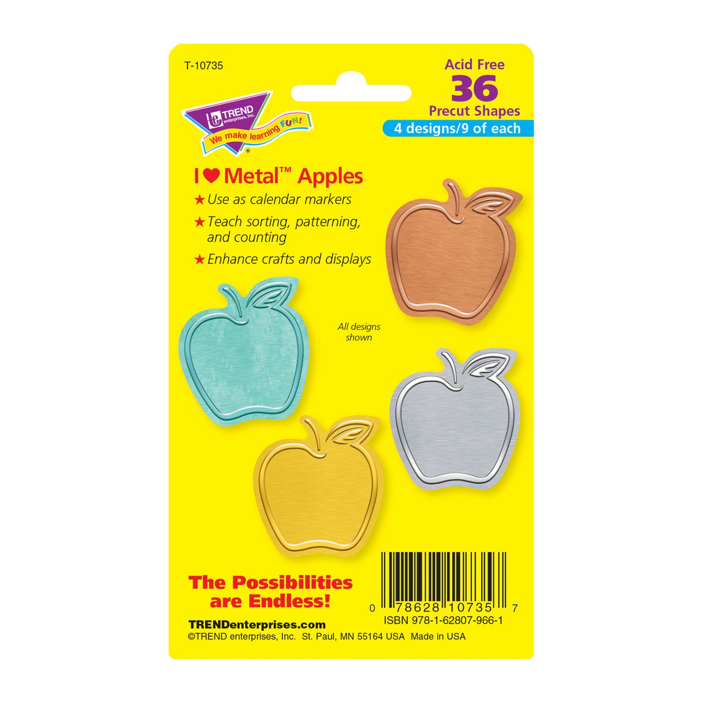 I ♥ Metal™ Apples Mini Accents Variety Pack, 36 Per Pack, 6 Packs