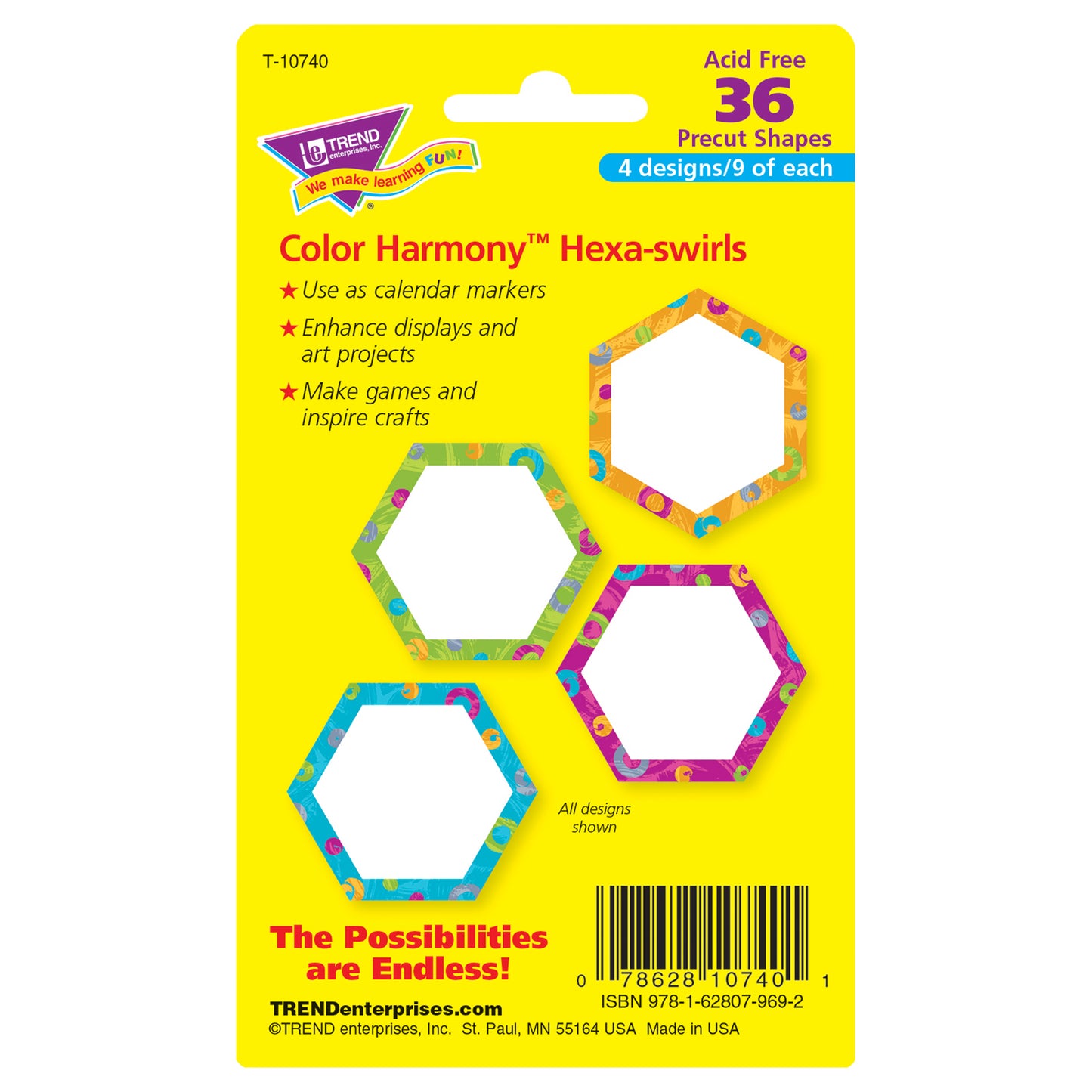 Color Harmony™ Hexa-swirls Mini Accents Variety Pack, 36 Per Pack, 6 Packs