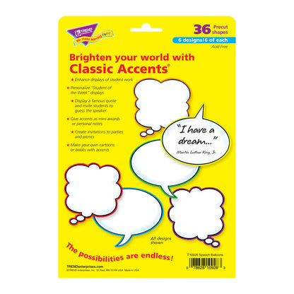 Speech Balloons Classic Accents® Variety Pack, 36 Per Pack, 3 Packs