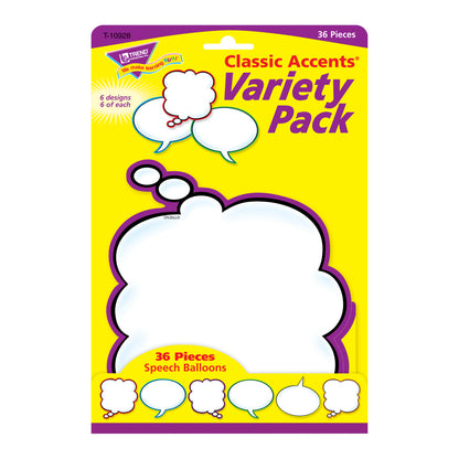 Speech Balloons Classic Accents® Variety Pack, 36 Per Pack, 3 Packs