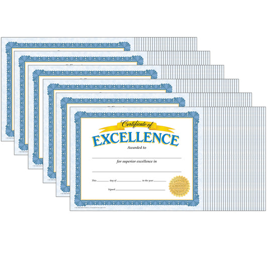 Certificate of Excellence Classic Certificates, 30 Per Pack, 6 Packs