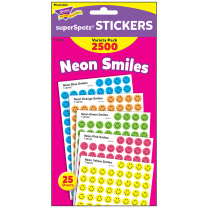 Neon Smiles superSpots® Stickers Variety Pack, 2500 Per Pack, 3 Packs