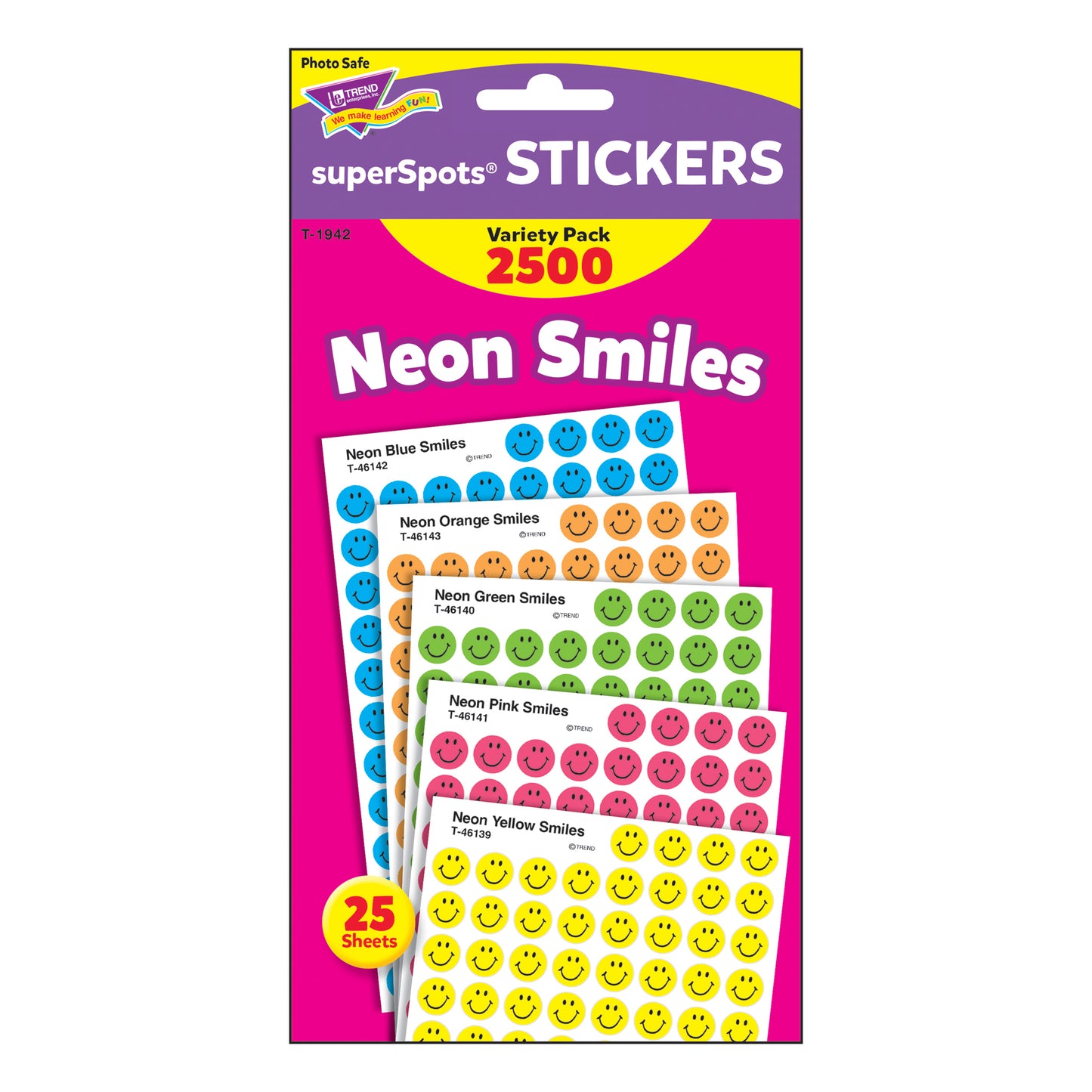 Neon Smiles superSpots® Stickers Variety Pack, 2500 ct