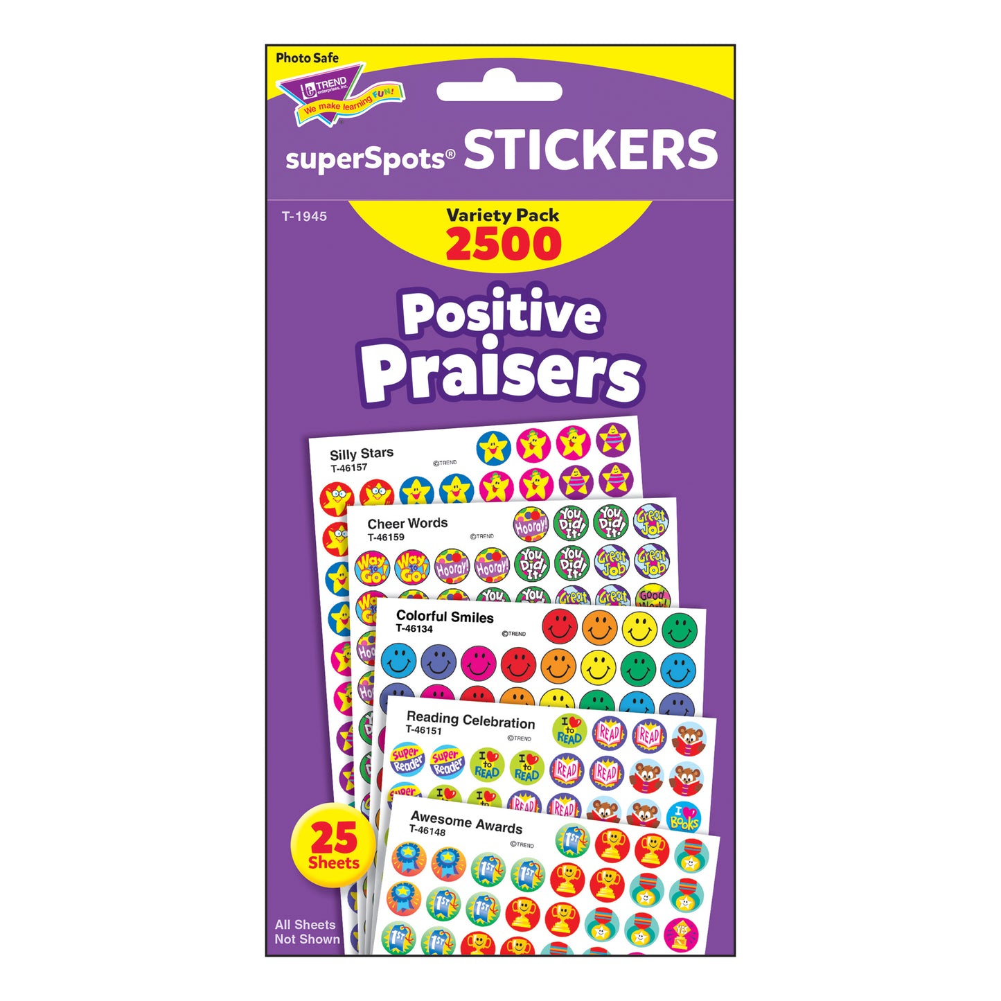 Positive Praisers superSpots® Stickers Variety Pack, 2500 Per Pack, 3 Packs