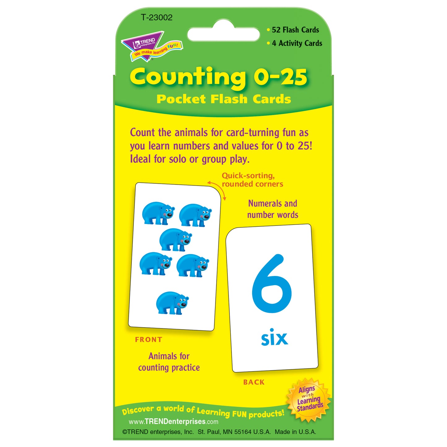 Counting 0-25 Pocket Flash Cards, 6 Packs