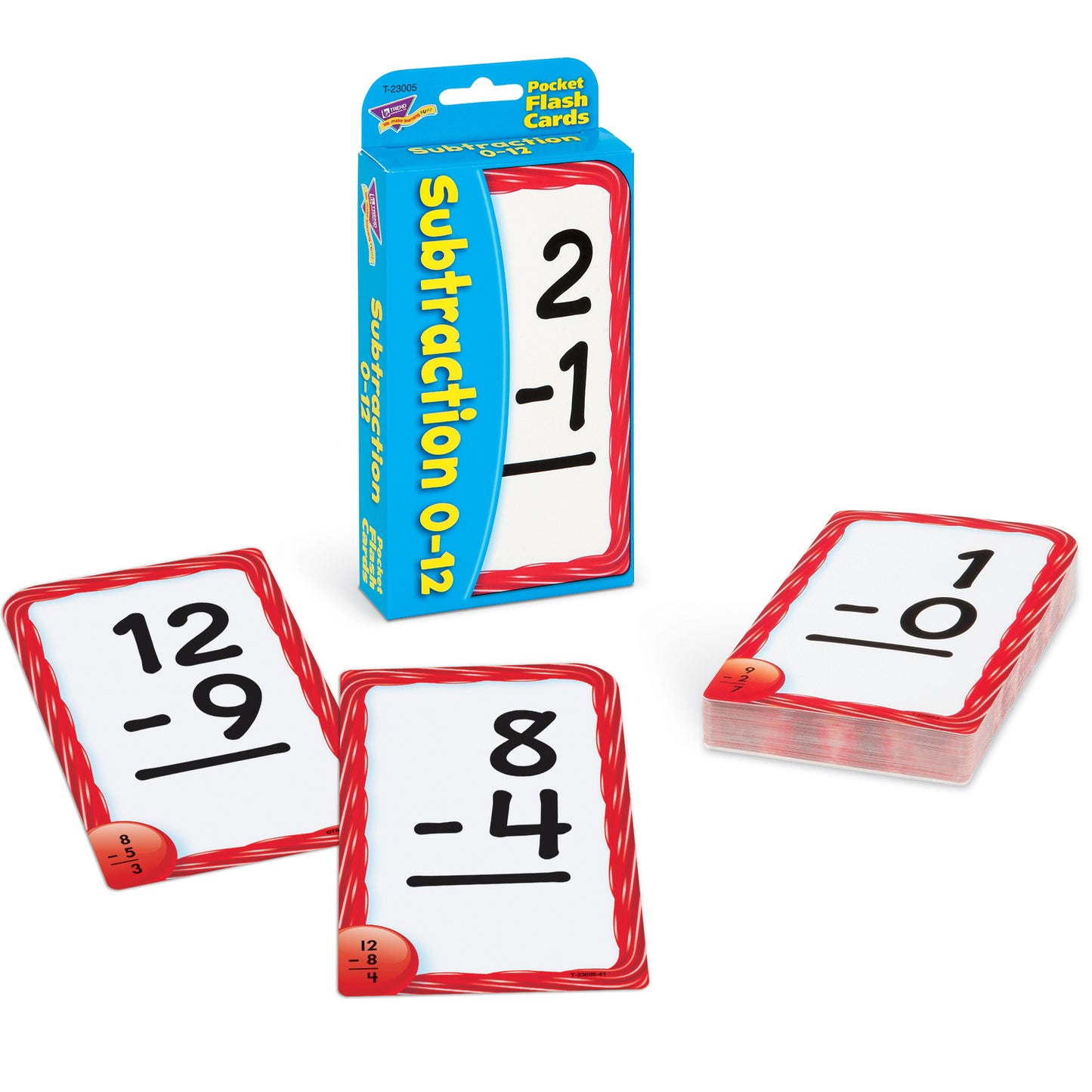 Subtraction 0-12 Pocket Flash Cards, 12 Sets