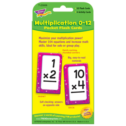 Multiplication 0-12 Pocket Flash Cards, 12 Sets