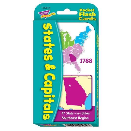 States & Capitals Pocket Flash Cards, 12 Sets