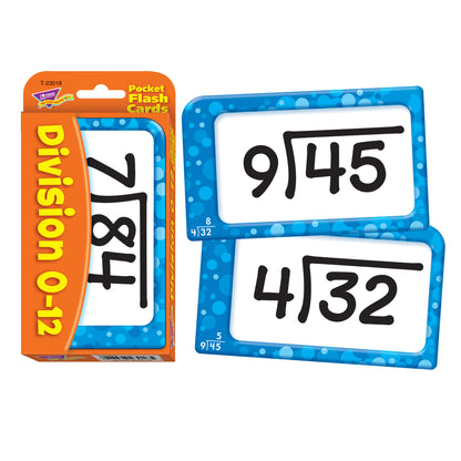 Division 0-12 Pocket Flash Cards, 12 Sets