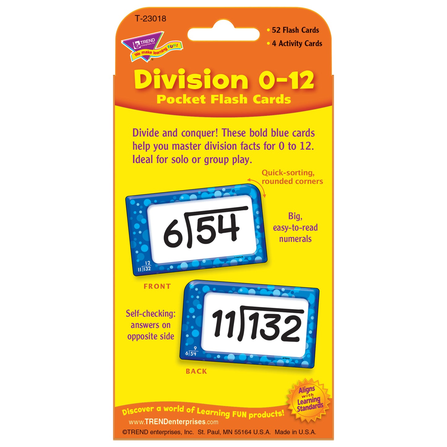 Division 0-12 Pocket Flash Cards, 12 Sets