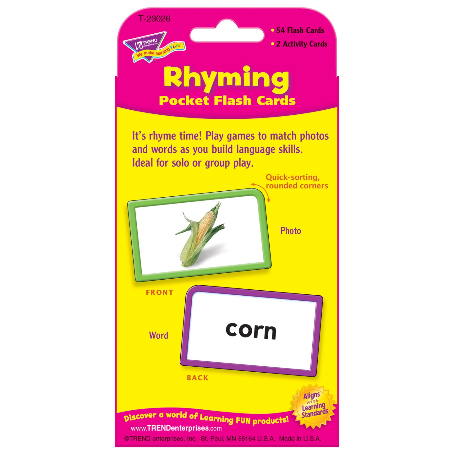 Rhyming Pocket Flash Cards, 6 Packs