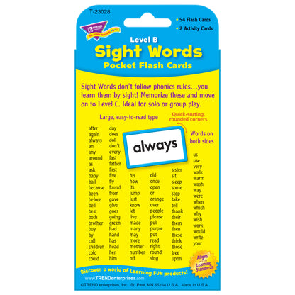 Sight Words – Level B Pocket Flash Cards, 6 Packs