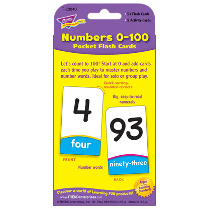 Numbers 0-100 Pocket Flash Cards, 12 Sets