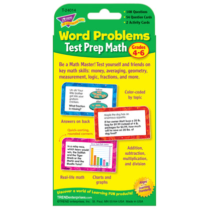 Word Problems Test Prep Math, Grades 4-6 Challenge Cards®