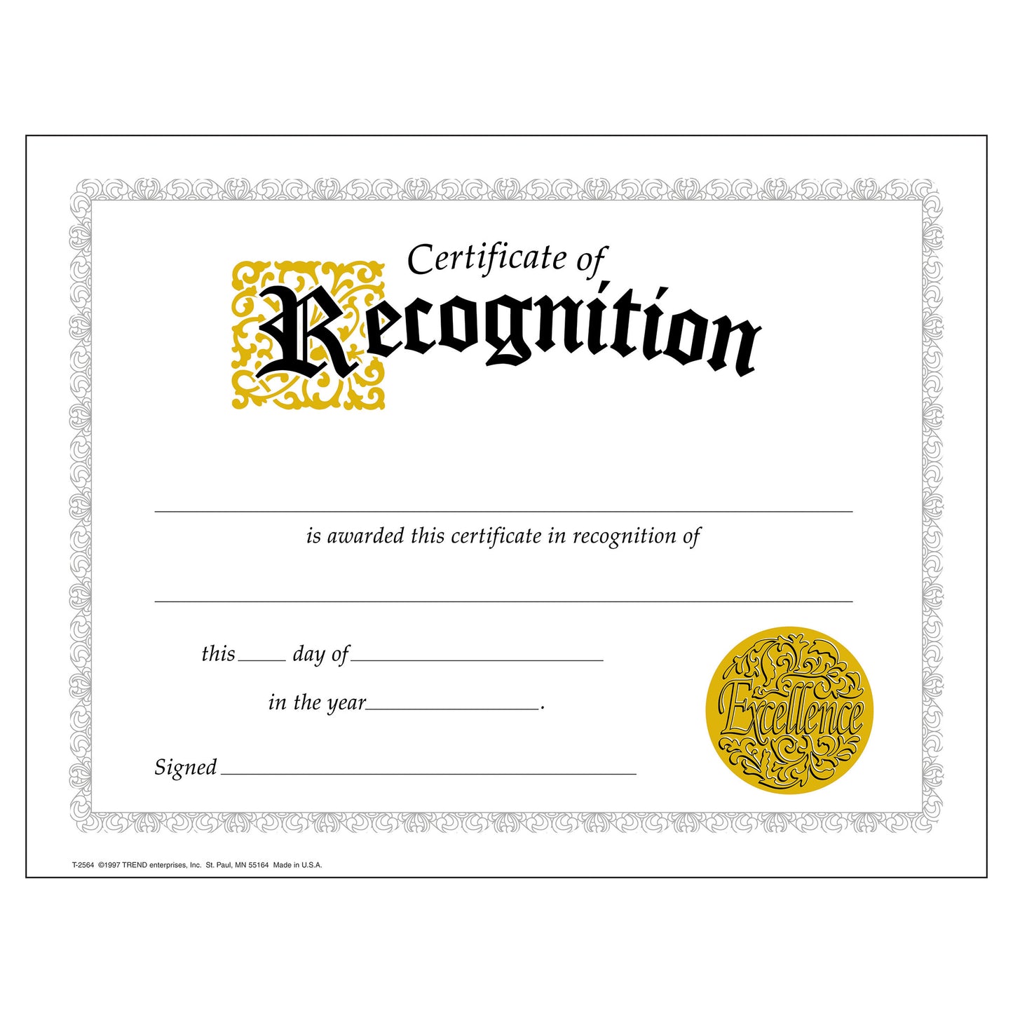 Certificate of Recognition Classic Certificates, 30 ct