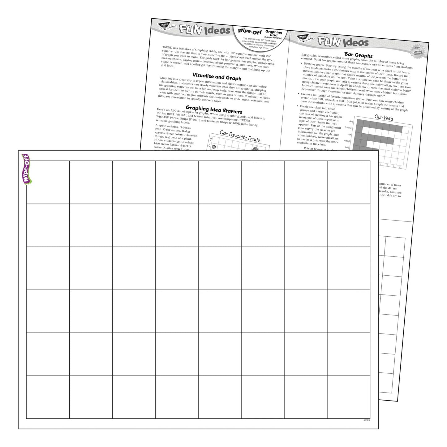 Graphing Grid (Large Squares) Wipe-Off® Chart, 17" x 22", Pack of 6