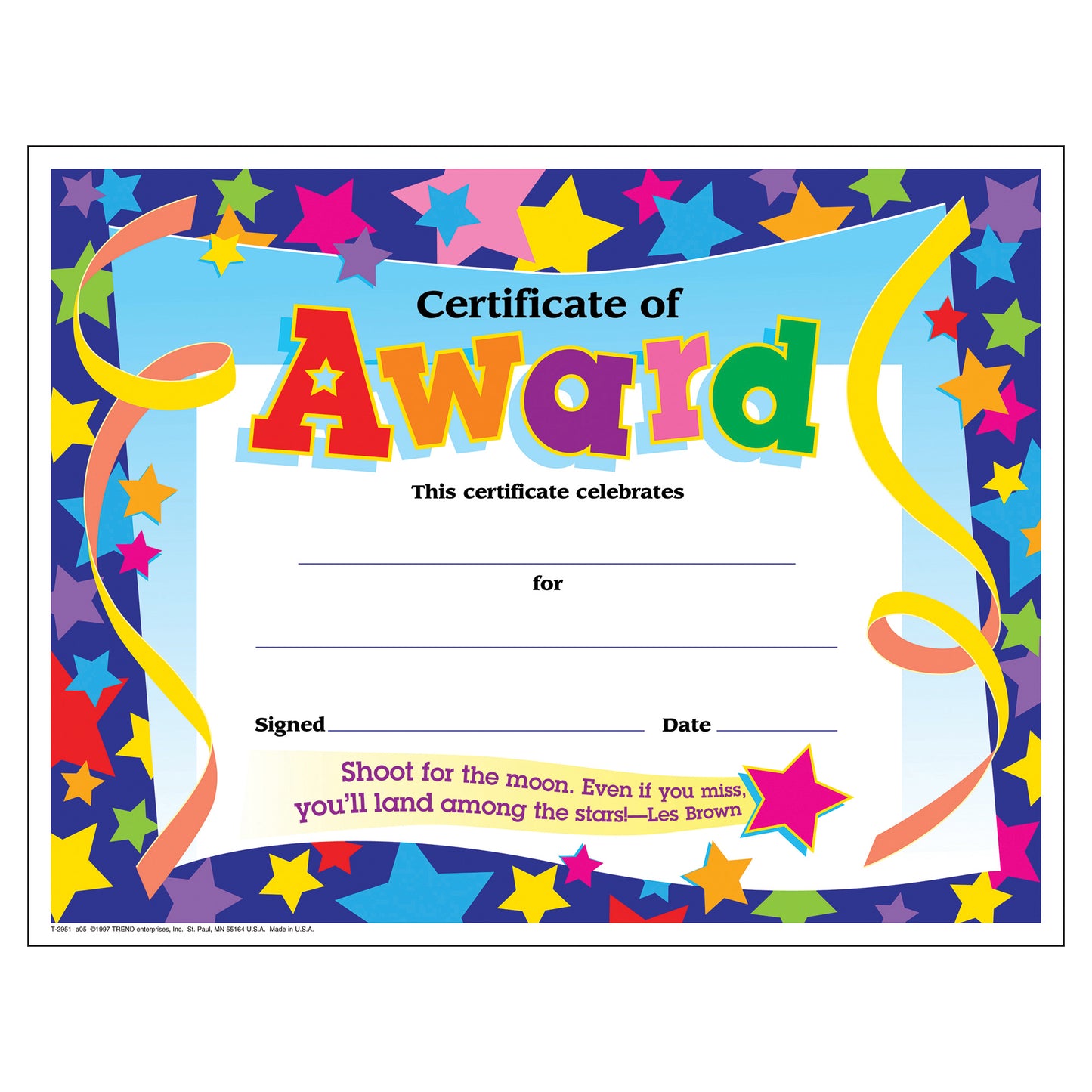 Certificate of Award Colorful Classics Certificates, 30 Per Pack, 6 Packs