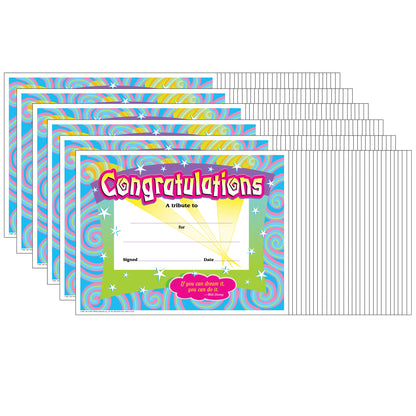 Congratulations/Swirls Colorful Classics Certificates, 30 Per Pack, 6 Packs