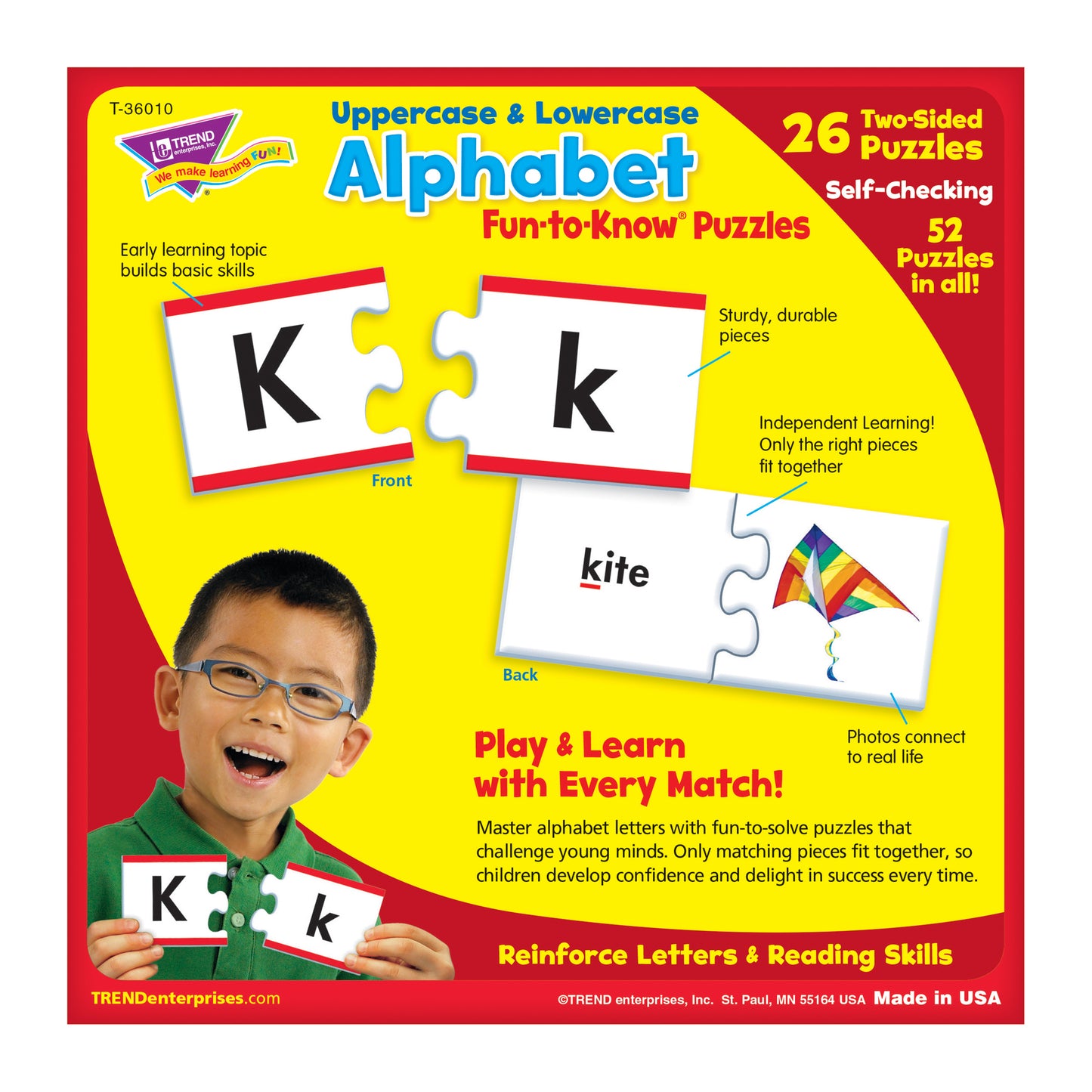 (3 EA) FUN TO KNOW PUZZLES UPPERCAS & LOWERCASE ALPHABET