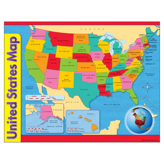 United States Map Learning Chart, 17" x 22"