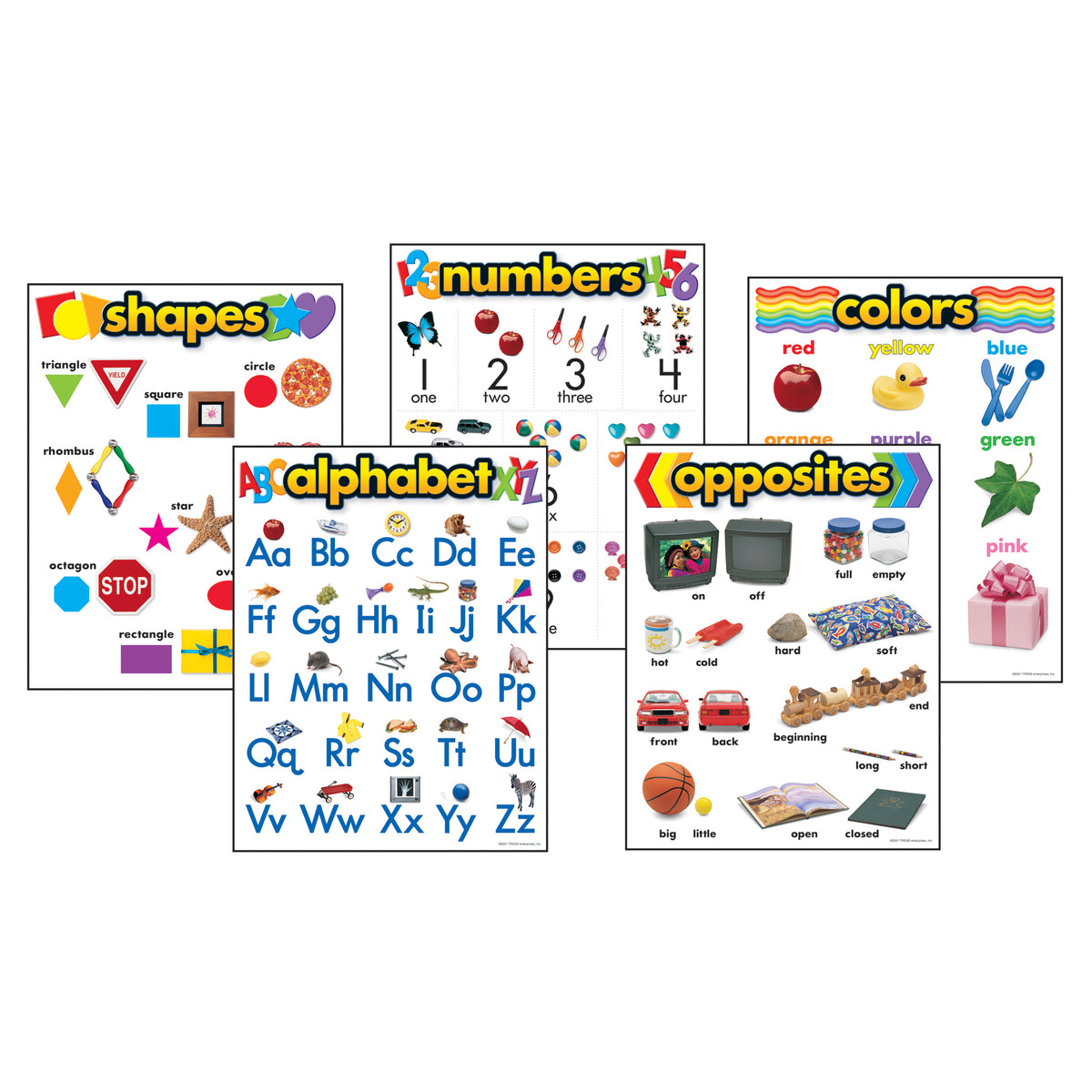 Kindergarten Basic Skills Learning Charts Combo Pack, Set of 5 - – Loomini