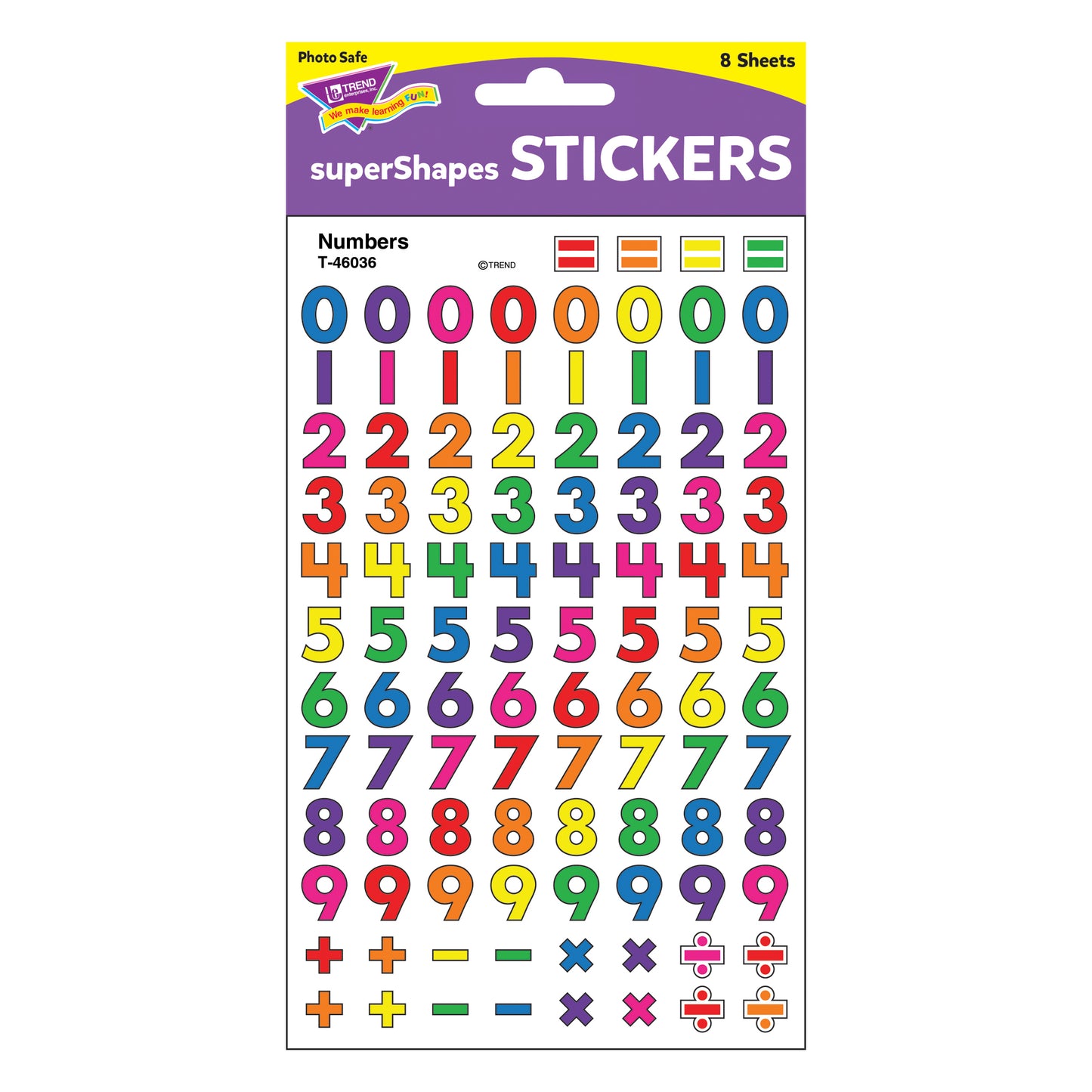 Numbers superShapes Stickers, 800 Per Pack, 6 Packs