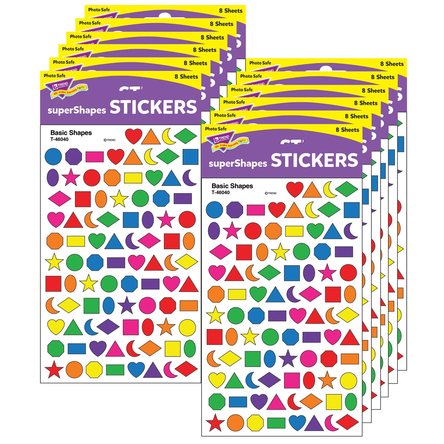 Basic Shapes superShapes Stickers, 800 Per Pack, 12 Packs