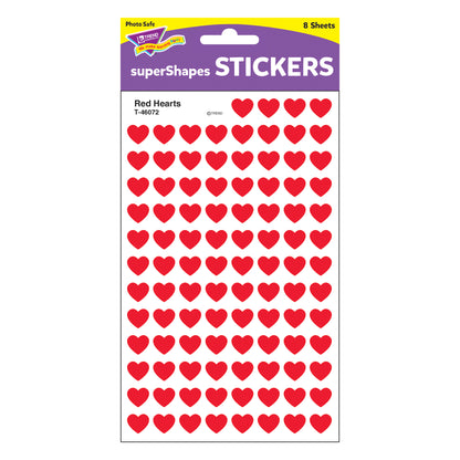 Red Hearts superShapes Stickers, 800 Per Pack, 6 Packs