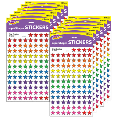 Star Smiles superShapes Stickers, 800 Per Pack, 12 Packs