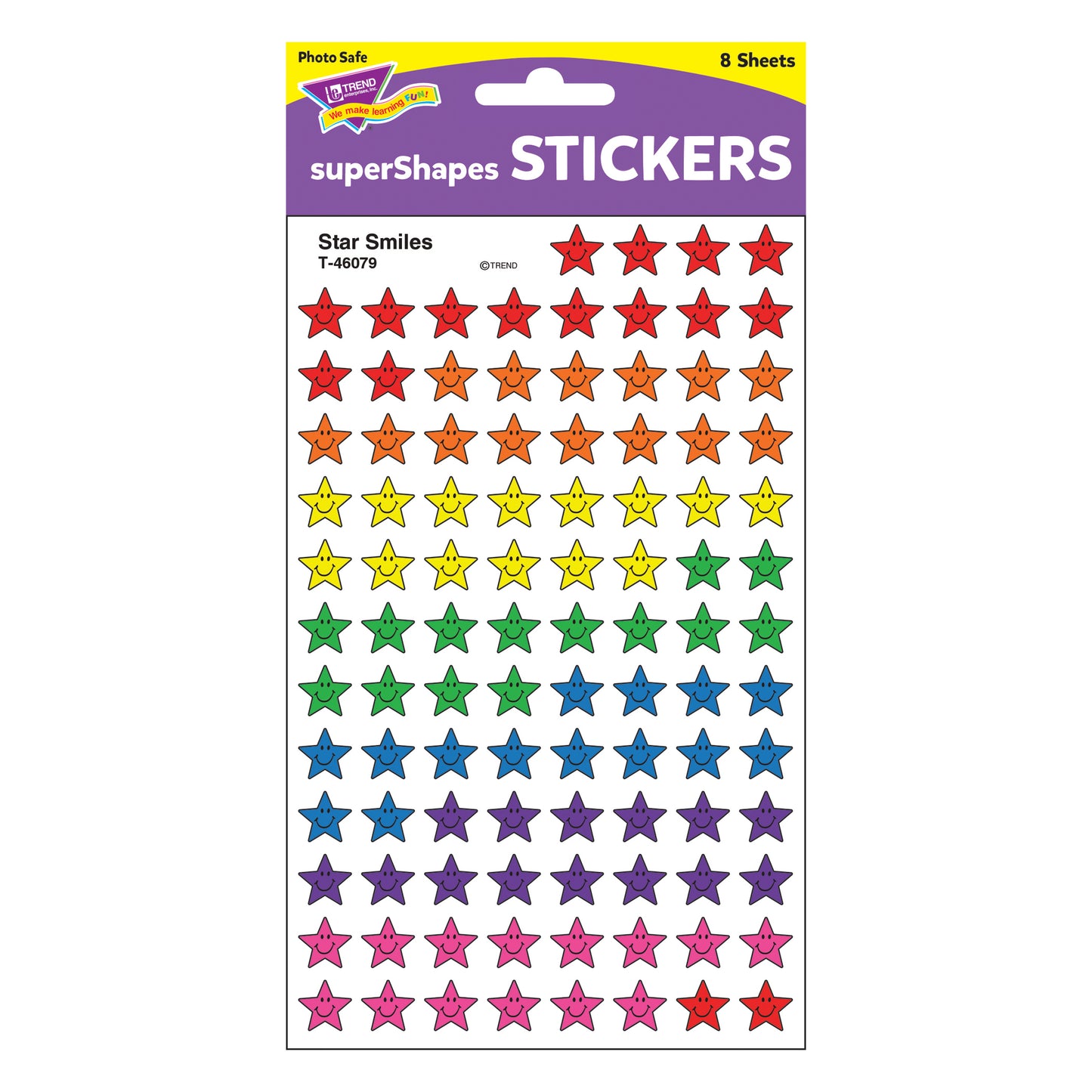 Star Smiles superShapes Stickers, 800 Per Pack, 12 Packs