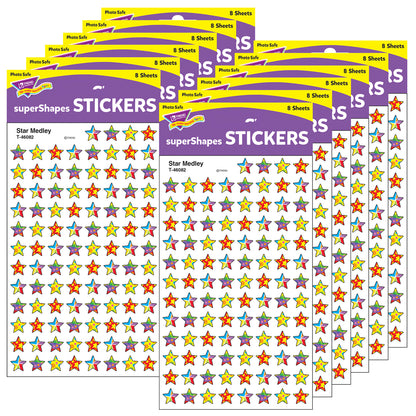 Star Medley superShapes Stickers, 800 Per Pack, 12 Packs