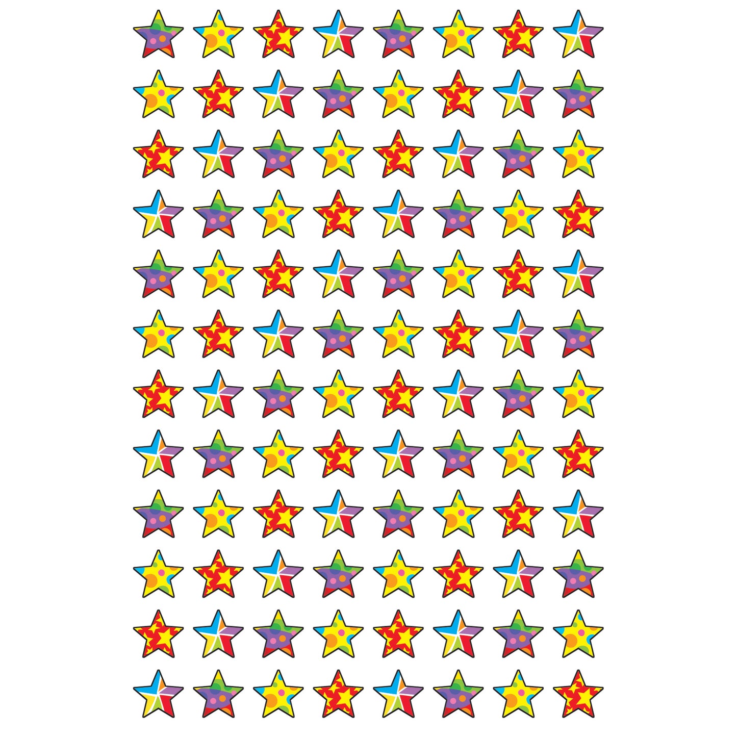 Star Medley superShapes Stickers, 800 Per Pack, 12 Packs