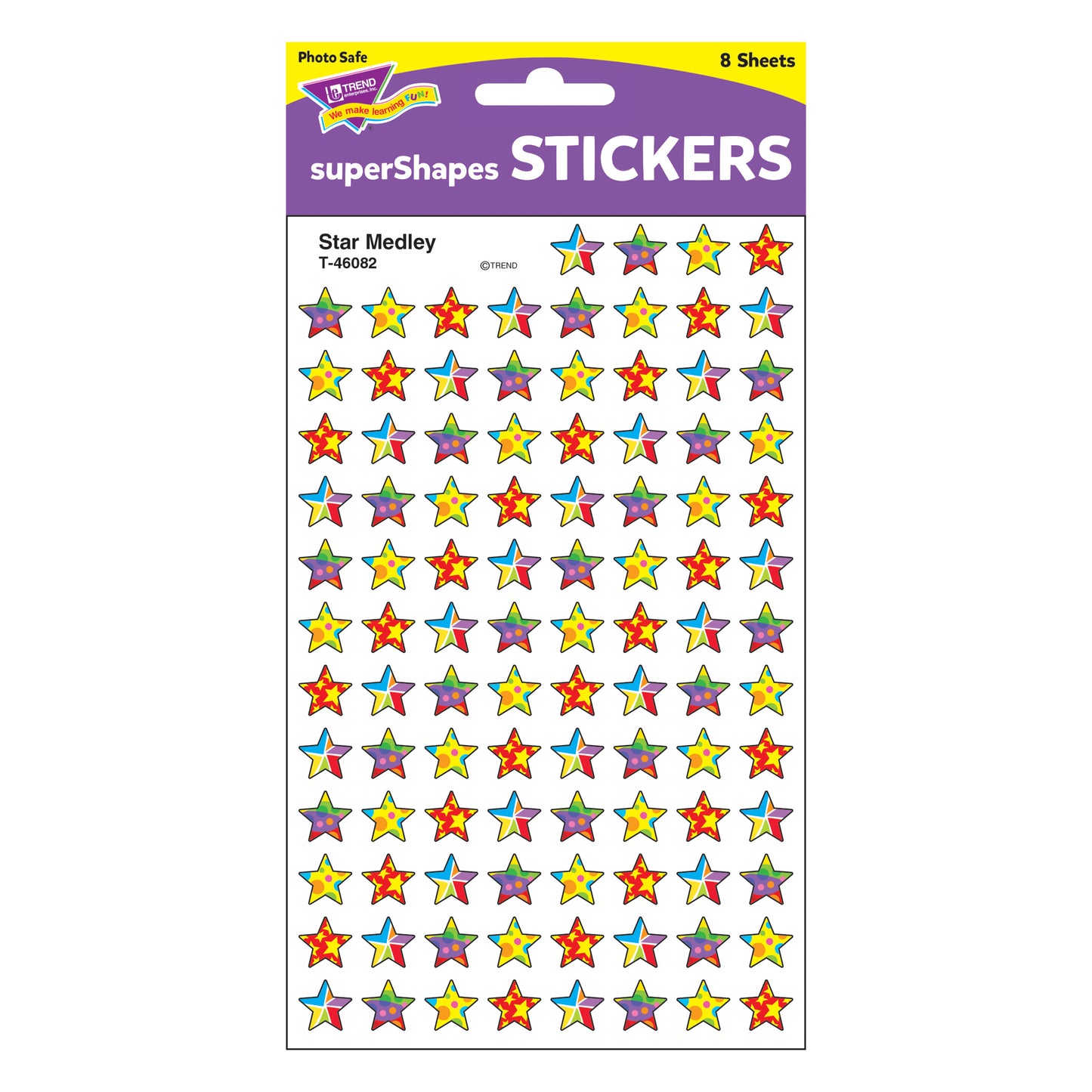 Star Medley superShapes Stickers, 800 Per Pack, 12 Packs