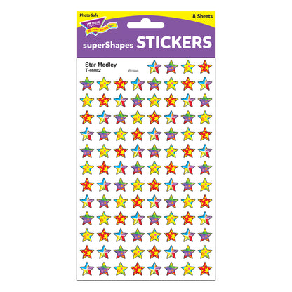 Star Medley superShapes Stickers, 800 Per Pack, 12 Packs